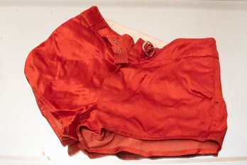 1950s Powers Athletic Wear Red Silk Boxing Shorts Waterloo, Iowa