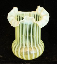1899 Northwood Venetian Stripe Canary Vaseline Celery Vase