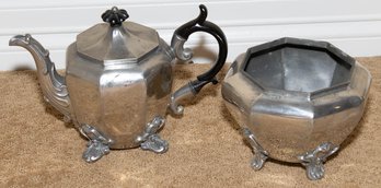 James Dixon & Sons Britannia Metal Teapot And Bowl