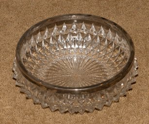 8.5' Heavy Cut Glass Bowl With Silver Plate Rim