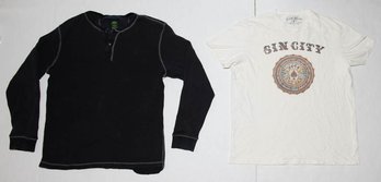 Lucky Brand Sin City Graphic Tee And Timberland Black Thermal Long Sleeve Size Large