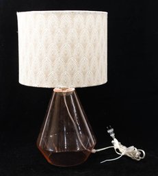 Waterdrop Pink Glass Drum Shade Table Lamp