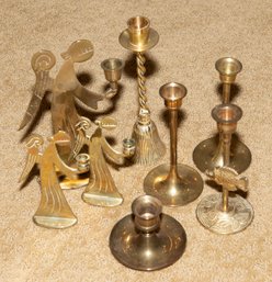 3'-8' Angel And Single Assorted Brass Candlesticks