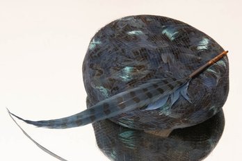 1940s Ladies Feathered Pillbox Hat By Charlotte Of New York