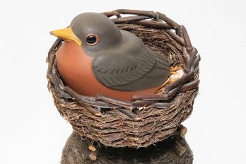 1971 Young Robin In Nest By Nicodemus Ebonlite