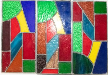 3 Multi Color Stained Glass Panels