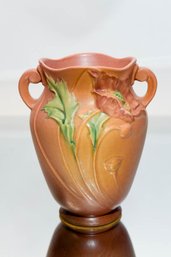 7' Roseville Pottery Poppy Double Handled Vase 868-7