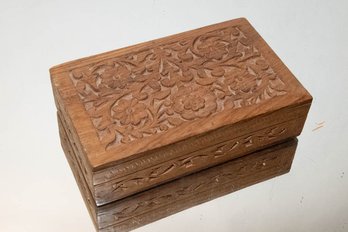 Hand Carved Wooden Jewelry Box Made In India