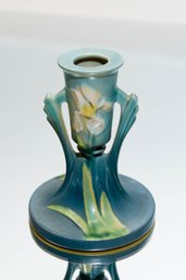 1939 Roseville Pottery Iris Blue Candle Holder 1135-4