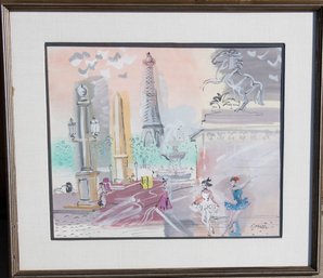 Charles Corbelle Paris Print Eiffel Tower And Can Can Dancers