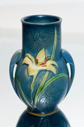 6' Roseville Pottery Blue Zephyr Lily Vase 130-6