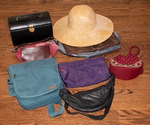 Straw Sun Hat, Black Jewelry Case, Waist Pack And Cosmetic Bags