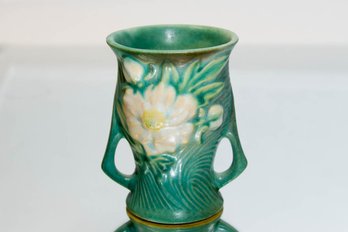 1942 Roseville Pottery Green Peony 4' Vase 57-4