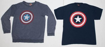 2011 Mad Engine Marvel Graphic T-shirt And 2012 Marvel Captain America Graphic Sweatshirt