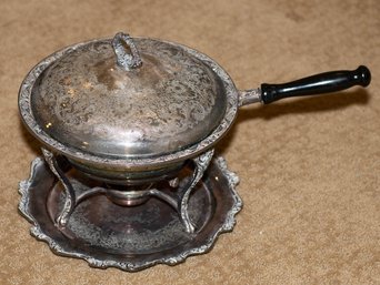 Vintage Silver Plate Chaffing Dish With Cover And Burner