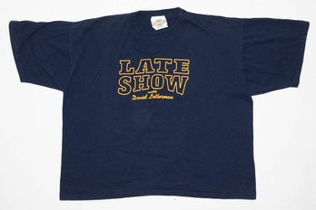 Medallion Late Show With David Letterman Navy T-shirt Size XL Made In USA