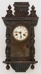 Antique German Walnut Wall Clock (will Not Ship)