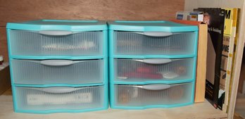 Sterilite Drawers With Furniture Markers And Sand Paper