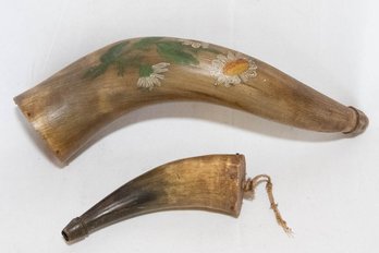 Antique Hand Painted Powder Horns