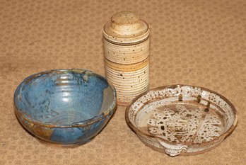 Stoneware Bowl, Pie Plate And Canister