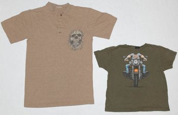 Harley Davidson Motorccycles Tan Henley And Toddlers 5/6 Graphic Tee