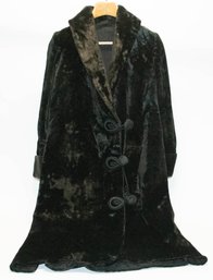 Vintage Girls Or Small Ladies Black Velvet Long Coat
