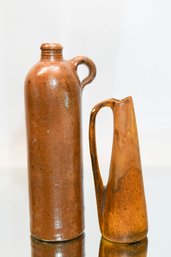 Earthenware Mineral Jug And Ceramic Signed Pitcher