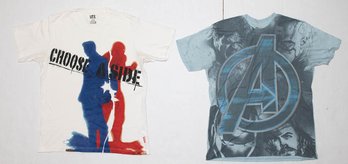 2012 Marvel Avengers And Captain American/Iron Man Choose Side Graphic T-shirts Size Large