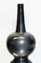 13.5' Gun Metal Glazed Pottery Bulbous Vase Signed
