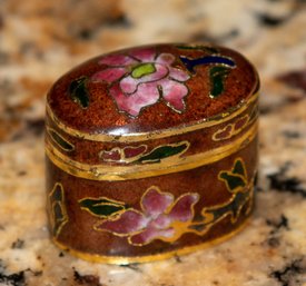 1' Small Cloisonn Hinged Enamel Trinket Box