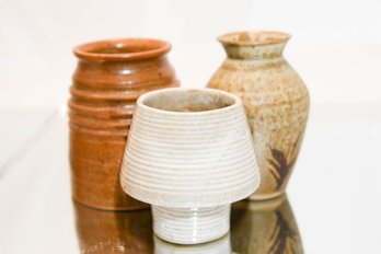 Glazed Earthward Signed Pottery Vases