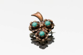 Mexican Sterling, And Turquoise, Flower Pin