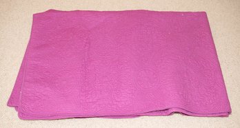 Queen Size, Magenta Coloured Hand-stitched, Patterned Coverlet