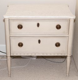 Frontgate Etienne Nightstand With Cream Marfil Marble Top In French Linen