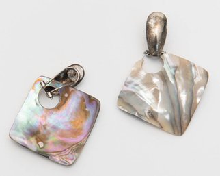 Iridescent Abalone Shell Square Earrings