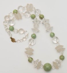 Sage And Lucite Bead Chunky Necklace