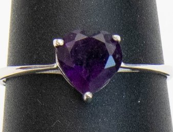 Amethyst Solitaire Sterling Ring Size 8