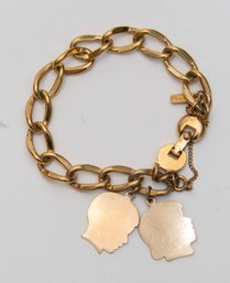 Vintage Monet Silhouette Gold Tone Charm Bracelet