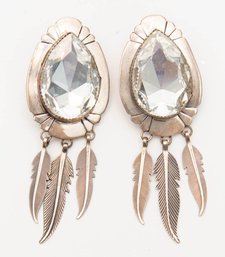 Native American Sterling Silver Feather Earrings