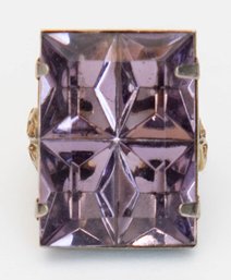 Lavender Glass Rectangular Cut Ring Size 7