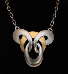 1960s Trifari Gold And Silvertone Articulated Pendant Necklace