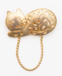 Vintage Ultra Craft Gold Tone Cat Brooch