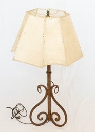 Iron Southwest Table Lamp With Stretched Hide Shade