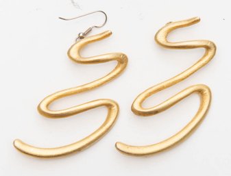 1960s Squiggle Gold Tone Earrings