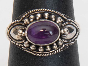 Amethyst In Sterling Silver Oval Ring Size