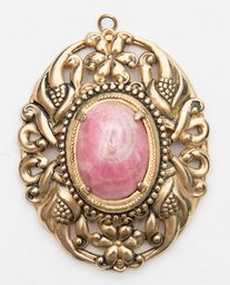 Victorian Style Tri Tone Pink Stone Pendant