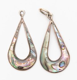 Mexico Silver And Abalone Shell Teardrop Earrings