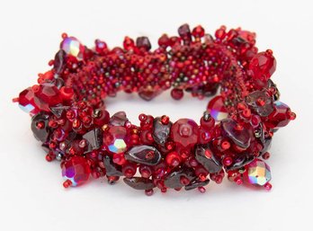 Red Bracelet Vintage Beaded Bracelet Haskell Style