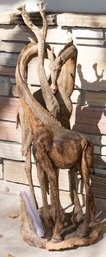 Wooden African Giraffe Sculpture