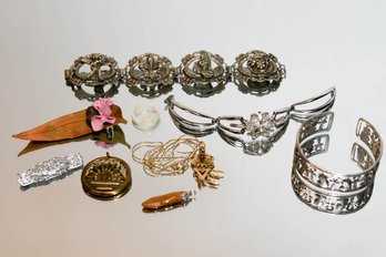 Lot Of Jewelry, Including Pendant, Pins Bracelet, And Necklace